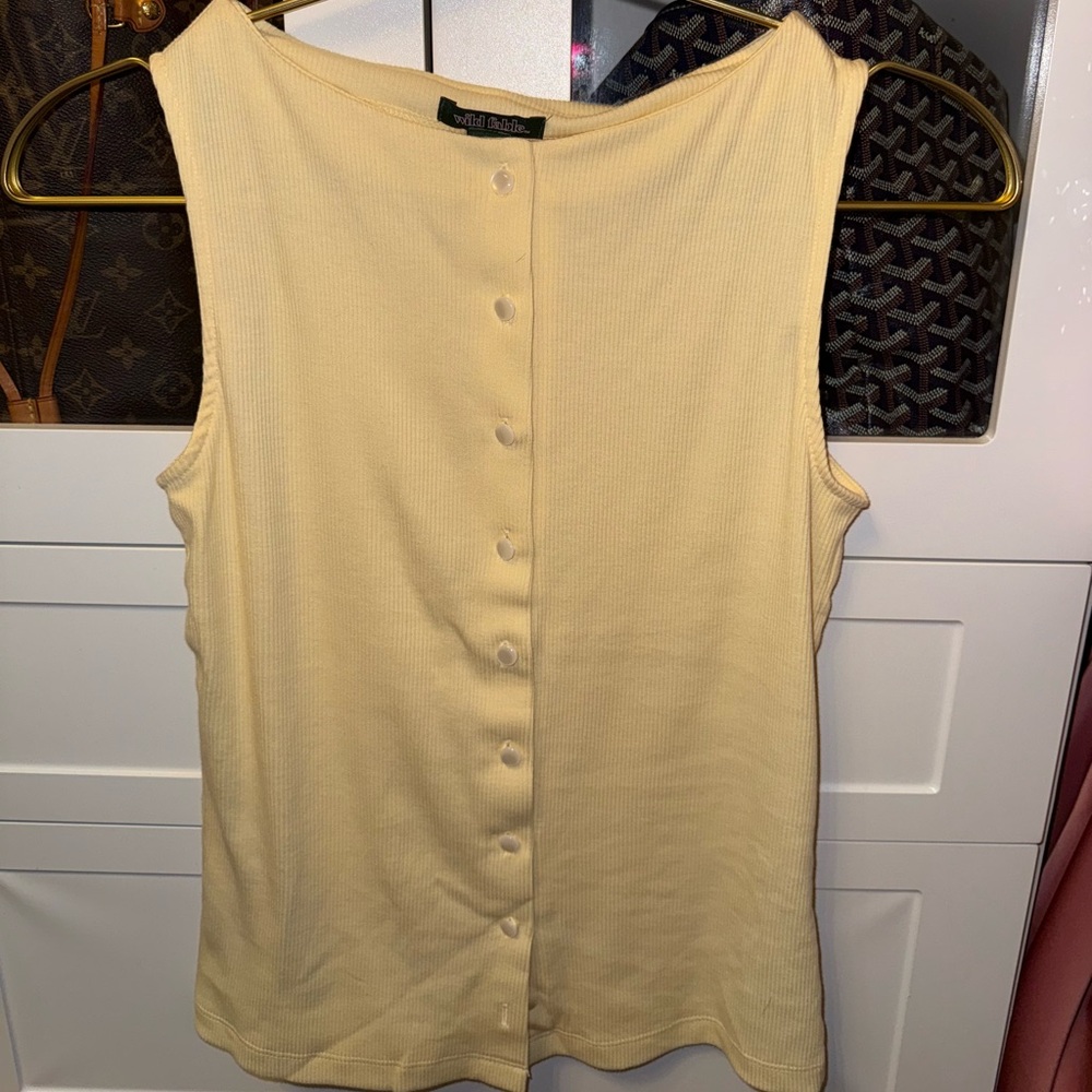 Ribbed Button-Down Tank Top